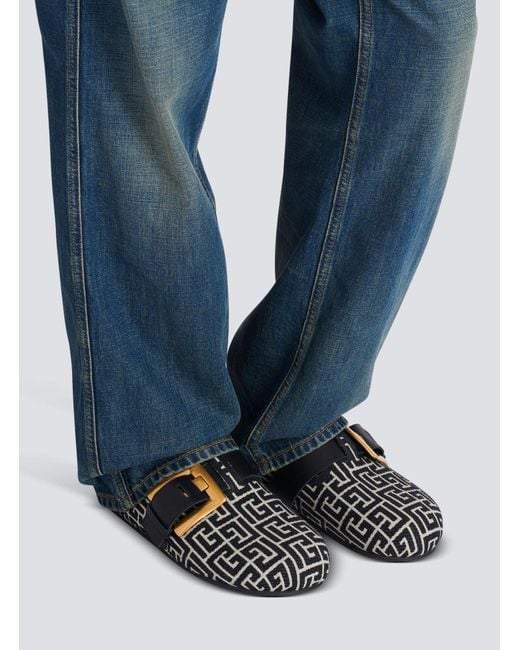 Balmain Black Pb Monogram Anthem Slides for men