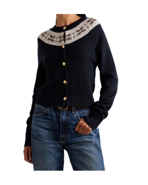 Nili Lotan Black Josefa Fair Isle Cardigan