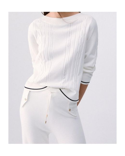 Liu Jo White Color-Contrast Trim Sweater