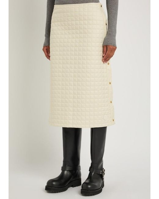Moncler White Quilted Shell Midi Skirt