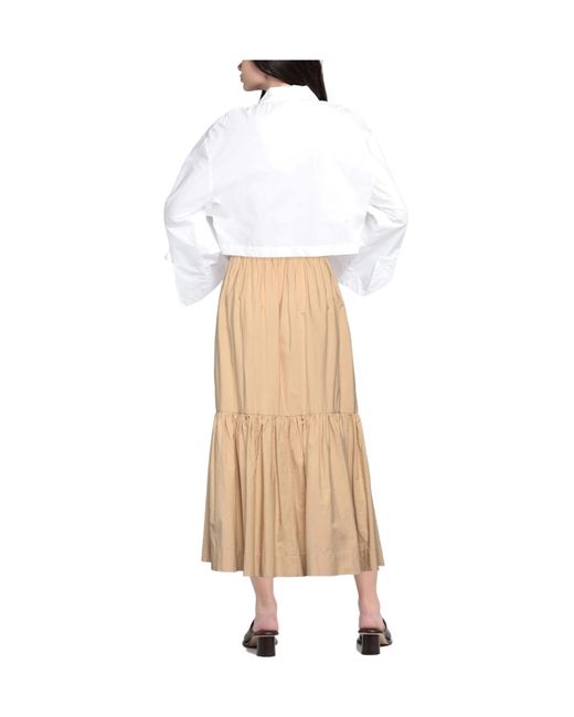 Ganni Natural Solid Color Loose Skirt