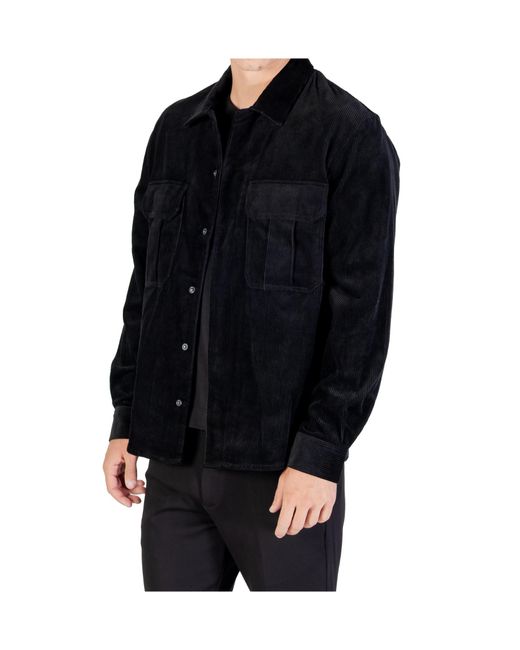 Antony Morato Black Long-Sleeved Shirt Jacket for men