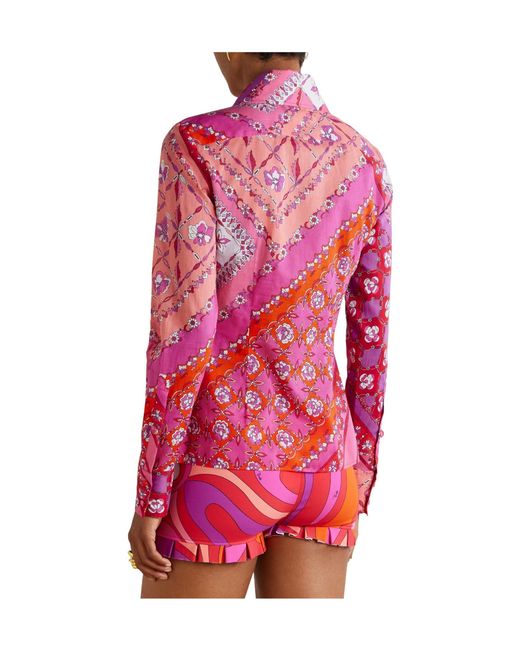 Emilio Pucci Pink Printed Cotton-Muslin Shirt