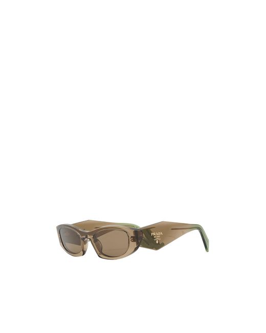 Prada White Narrow Oval-Shaped Frame Sunglasses
