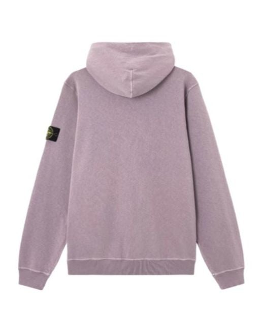 Stone Island Purple Logo-Patch Hoodie for men