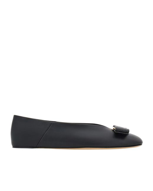 Ferragamo Black Vara Bow Ballet Flats