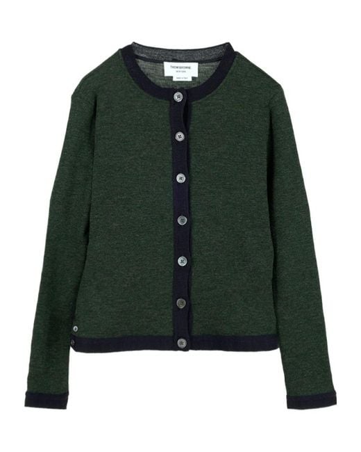 Thom Browne Green Long Sleeved Buttoned Cardigan
