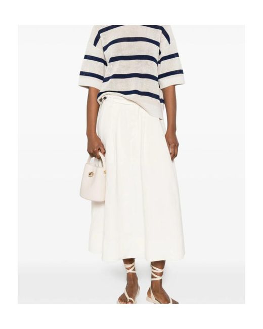 Brunello Cucinelli White Twill Maxi Skirt