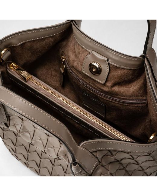 Serapian Brown Mini Secret Mosaico Top Handle Bag