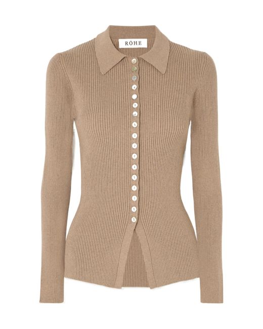 Rohe Natural Ribbed Knit Cardigan