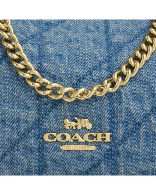 COACH Blue Caitlin Shoulder Bag With Quilting