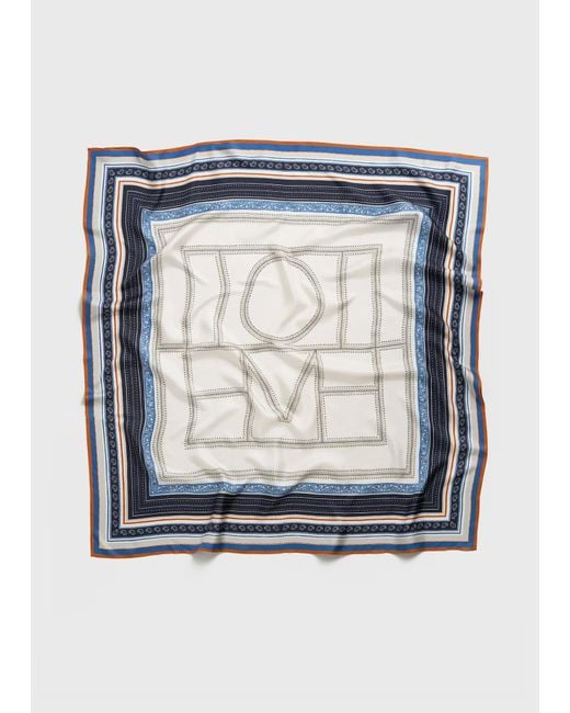 Totême Blue Geometric-Print Scarf