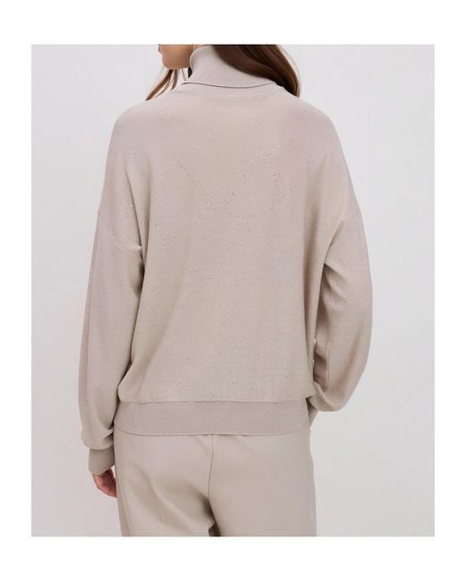 Marella Gray High-Neck Knit Sweater