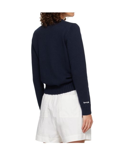 Sporty & Rich Blue Crew Neck Knit Sweater