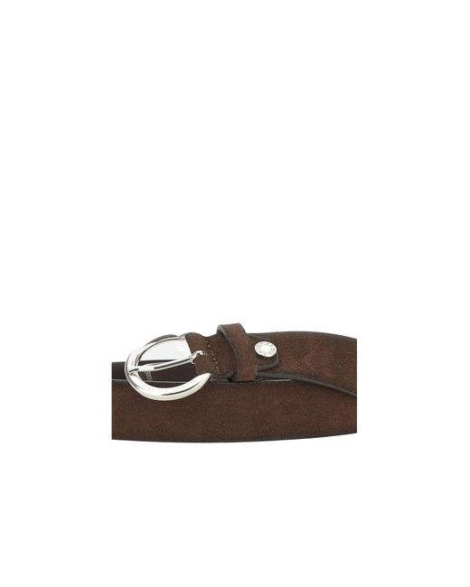 Gianni Chiarini White Round-Buckle Suede Belt
