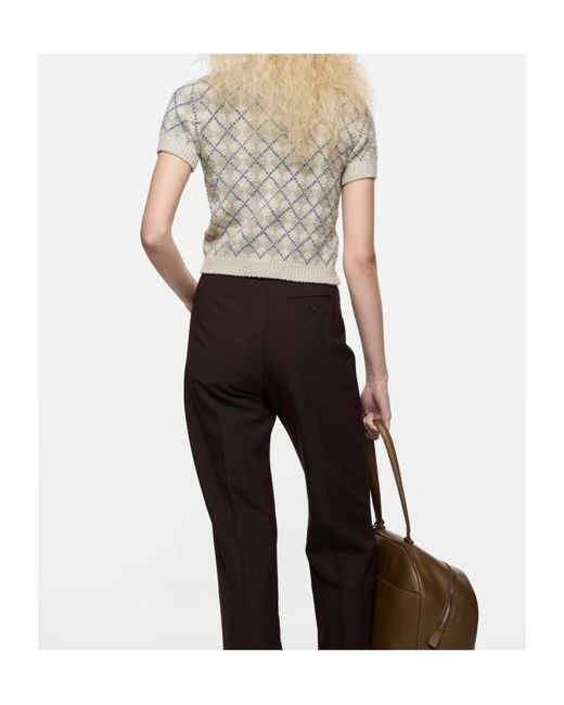 Acne White Bouclé Argyle Knit Sweater
