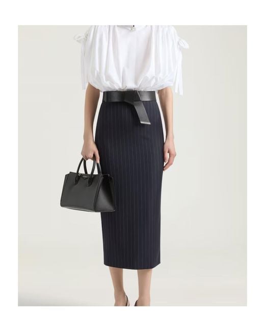 Givenchy Blue Midi Striped Skirt