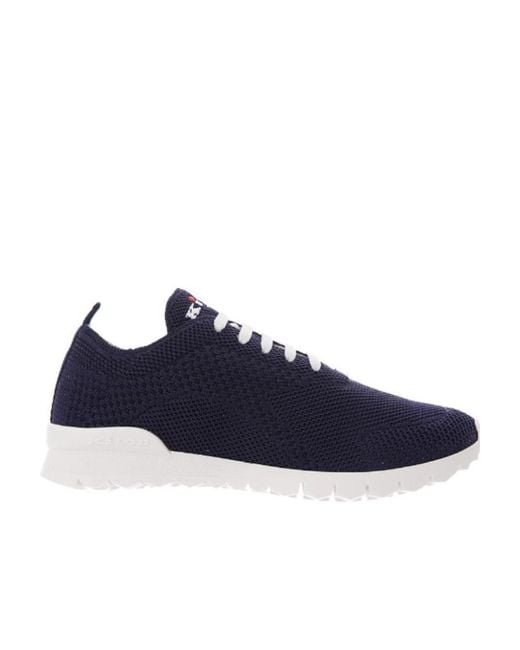 Kiton Blue Dark Lace-Up Casual Sneakers for men