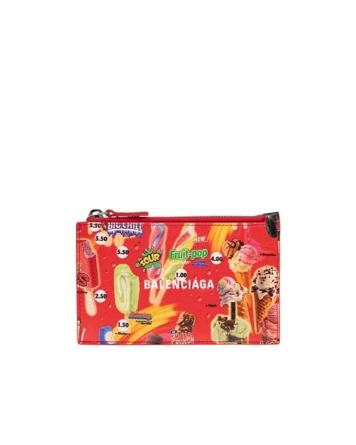 Balenciaga Red Graphic Print Card Holder for men