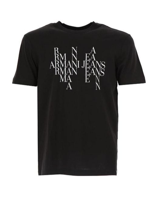 Armani Jeans Black Logo Printed Pattern T-Shirt for men