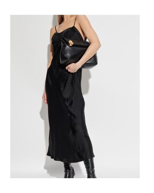 Jil Sander Black Spaghetti Strap Midi Dress