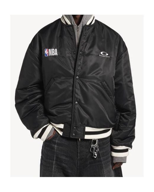 Balenciaga Black Nba Logo Bomber Jacket for men