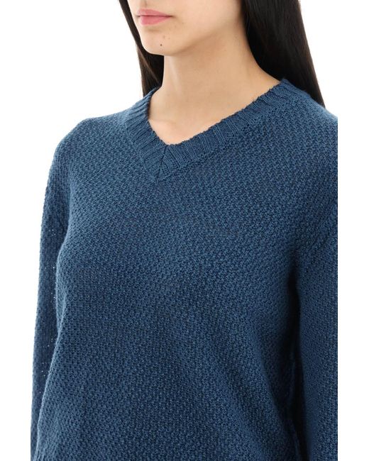 Maison Margiela Blue V-Neck Sweater