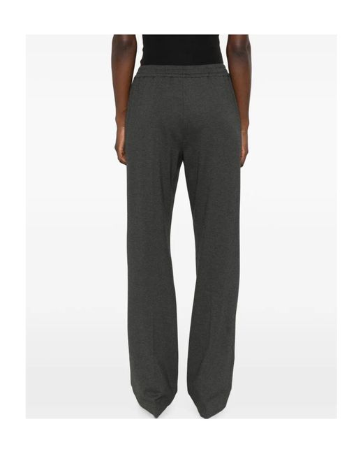 Pinko Gray Elasticated-Waistband Straight-Leg Trousers