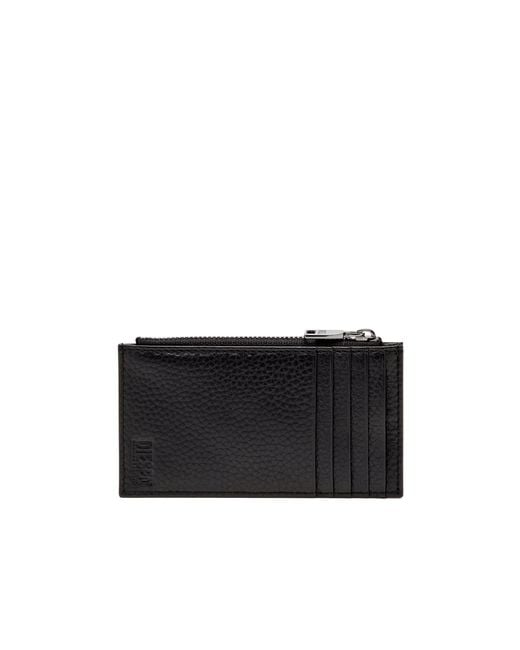 DIESEL Black Hissu Evo Oval-D Plaque Wallet for men