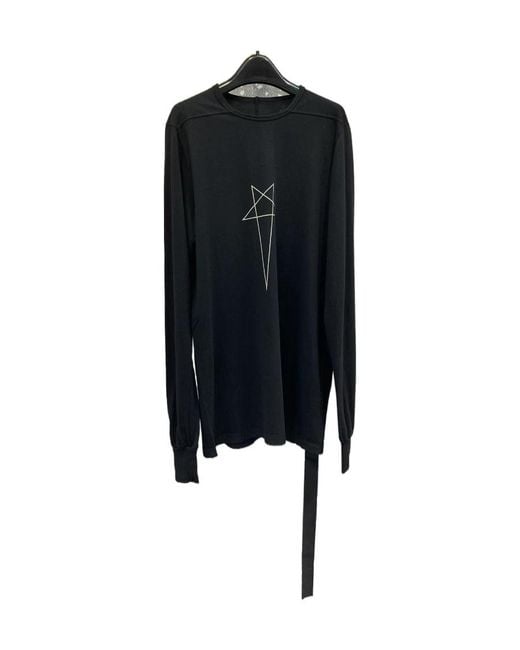 Rick Owens Black Pentagram Logo-Print Cotton T-Shirt for men