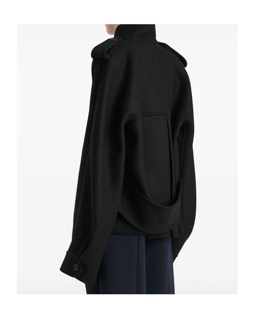 Khaite Black Long-Sleeved Stand-Up Collar Jacket