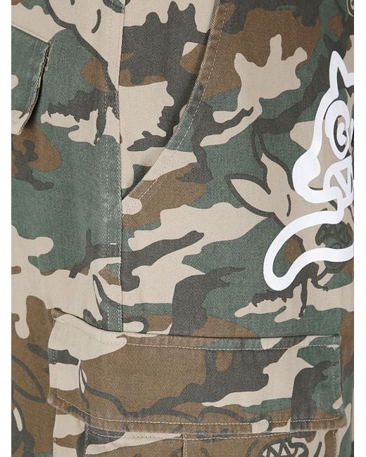ICECREAM Gray Running Dog Camo Cargo Shorts for men