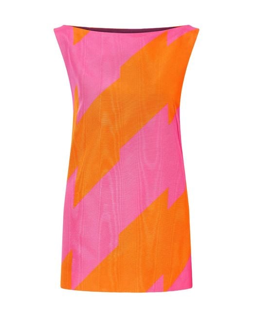 Dries Van Noten Pink Striped Cotton-Blend Duchesse-Satin Mini Dress