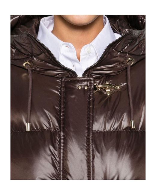 Fay Brown Hooded Quilted Puffer Jacket