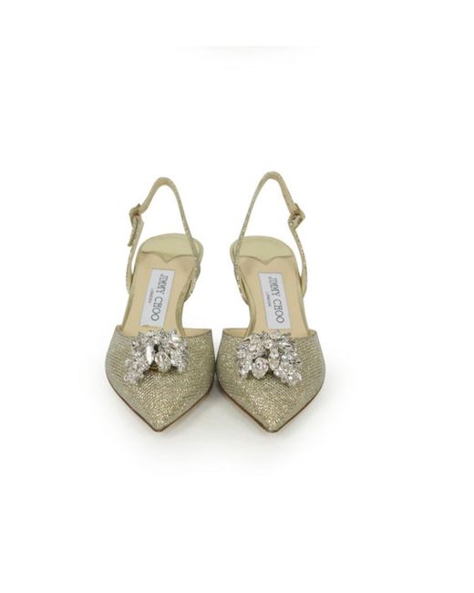 Jimmy Choo Metallic Logo High Heels