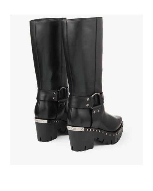 Jimmy Choo Black Studded Strap Boots