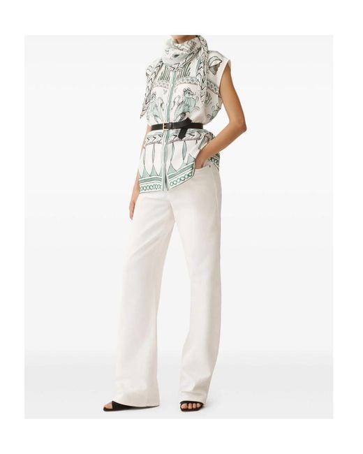Fabiana Filippi Gray Printed Satin Twill T-Shirt