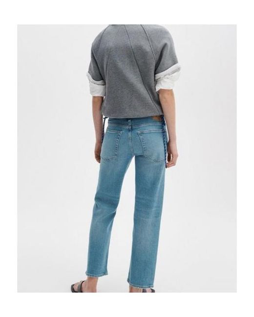 Rag & Bone Blue Faded Straight-Leg Jeans