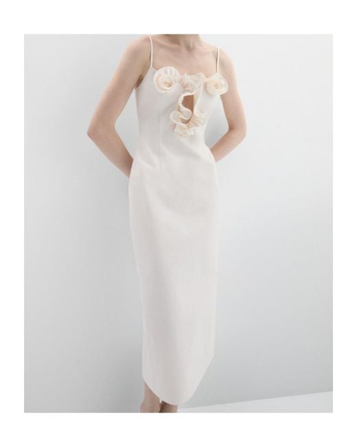 Magda Butrym White Cotton Flower-Detail Midi Beach Dress