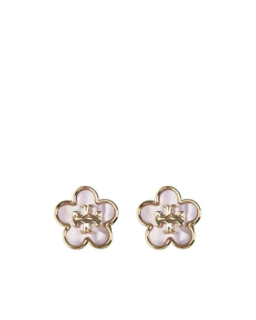 Tory Burch White Forget Me Not Stud Earrings