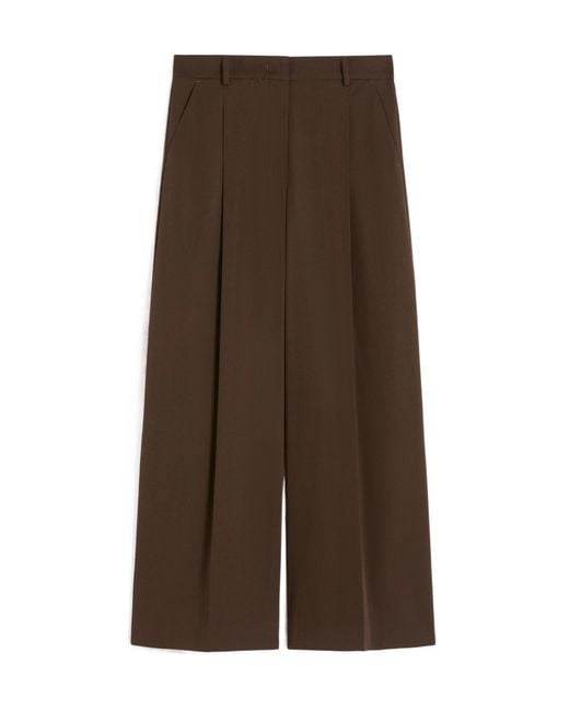 Weekend by Maxmara Brown Bellico Pleated Wide-Leg Pants