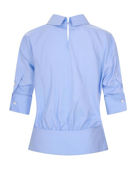 Marni Blue Button-Up Gathered Shirt