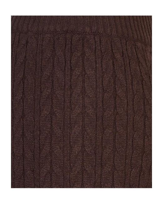 Agnona Brown Ribbed Knit Casual Trousers