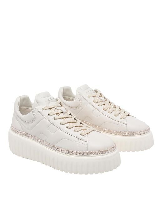 Hogan White H-Stripe Platform Sneakers
