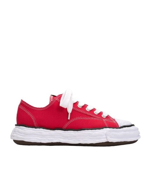 Maison Mihara Yasuhiro Red Round-Toe Lace-Up Sneakers for men