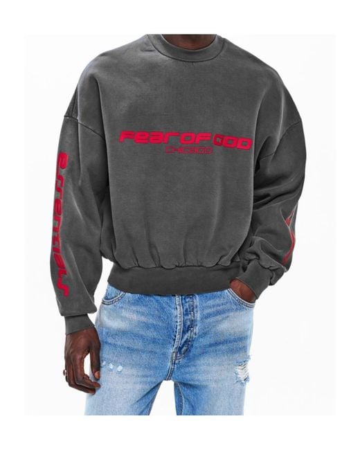 Fear Of God Gray Logo Long-Sleeve Sweatshirt for men
