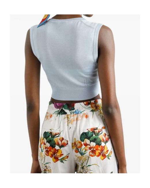 Dolce & Gabbana Blue Silk-Blend Top