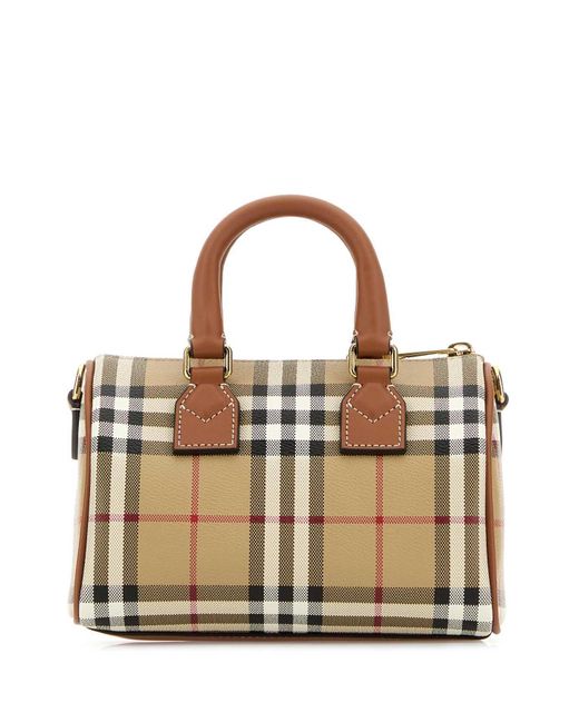 Burberry Brown Printed Canvas Mini Check Handbag