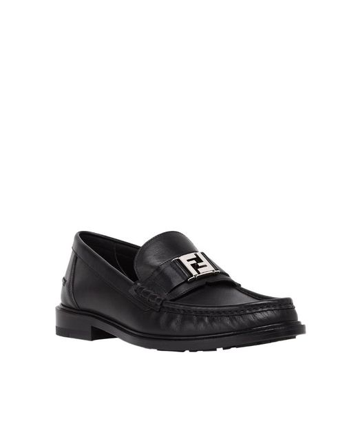 Fendi Black Ff Squared Loafers for men