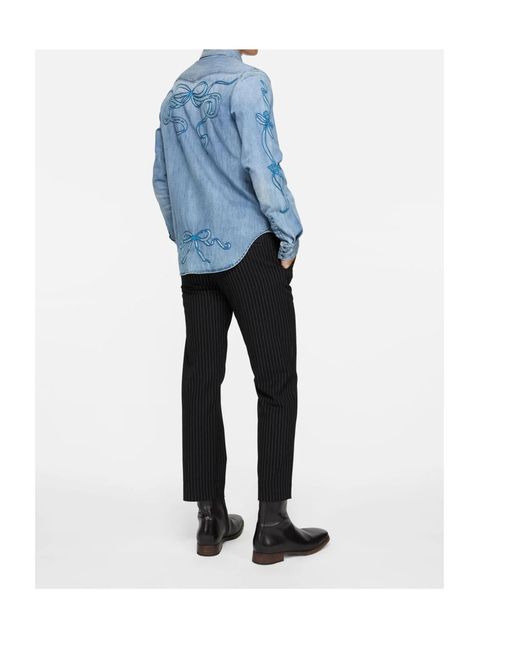 Acne Blue Embroidered Shirt for men